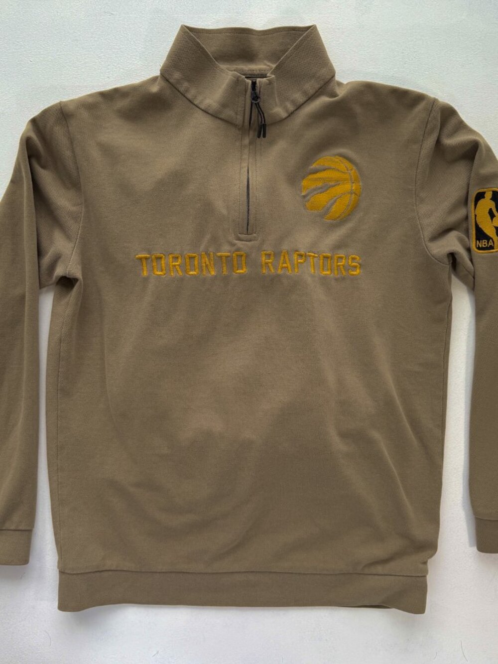 Nike x NBA Toronto Raptors Official Reissue 1/4 Zip Pullover Khaki/Gold - Large